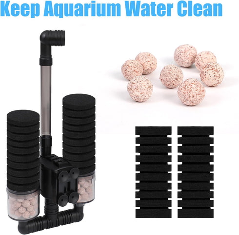 2 40Gal AQUANEAT Aquarium Electric Sponge Filter for Fish Tank, with Pump, with Extra Sponges, Middle up