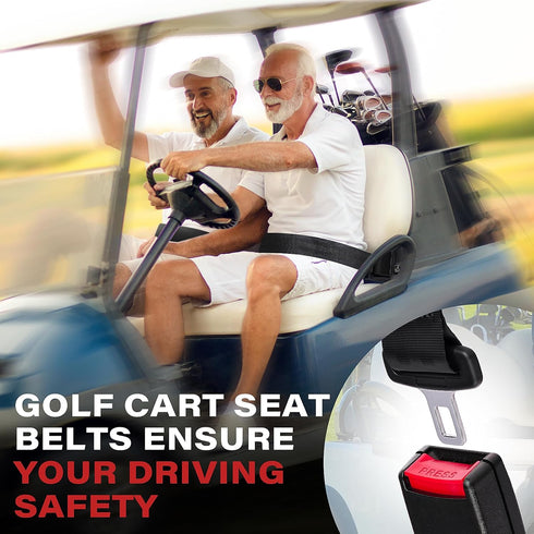 KyuerWK (2 Golf Cart Seat Belts, Retractable Universal Seat Belt Kit, Fits Club Car, EZGO, Yamaha PCS)