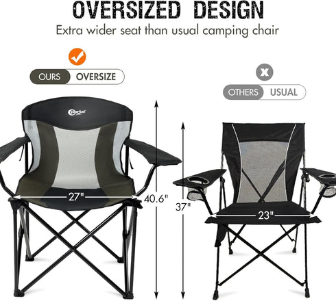 600 lbs, Portal Oversized Camping Chair Big and Tall Folding Camp Chair Portable Lawn Chairs Heavy Duty Foldable XXL
