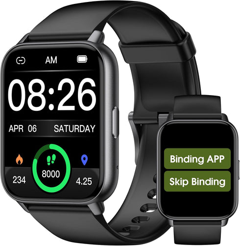 Smart Watch for Men Women, 1.91'' Big Font No App/Phone Required, Fitness Tracker with Bluetooth Call, Heart Rate