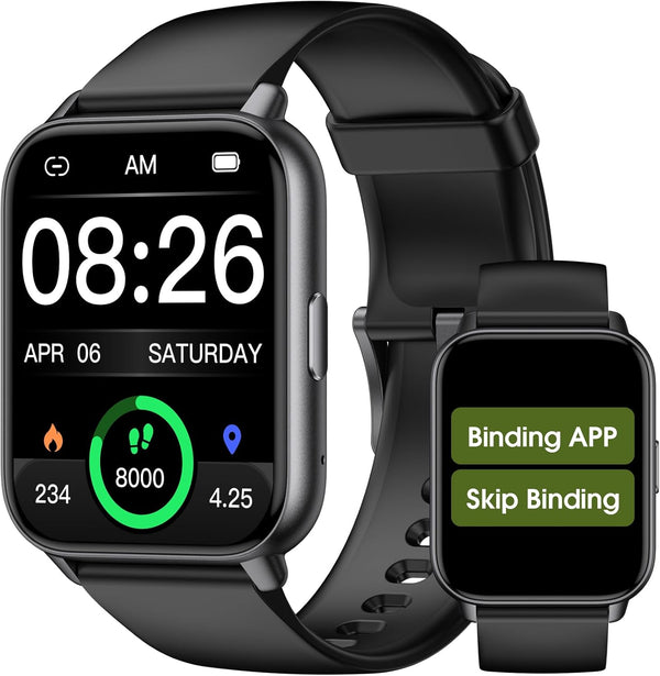 Smart Watch for Men Women, 1.91'' Big Font No App/Phone Required, Fitness Tracker with Bluetooth Call, Heart Rate