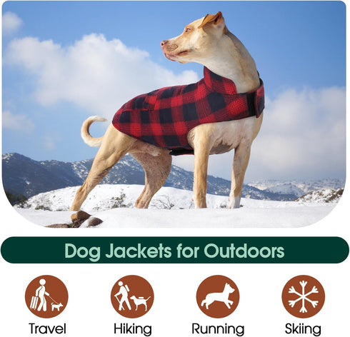 Kuoser Warm Winter Coat for Large Dogs, Reversible Dog Jacket, Windproof Pet Cold Weather Clothes, Red XXL