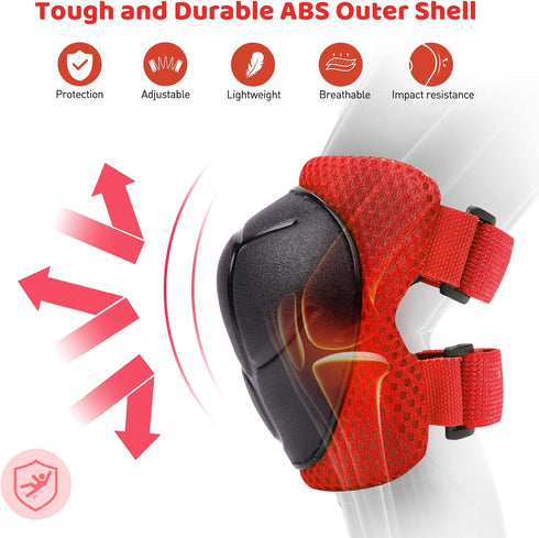 KUYOU Kids Protective Gear Set - Knee Pads, Elbow Pads for Roller Skates, Cycling, BMX, Skateboard, Scooter
