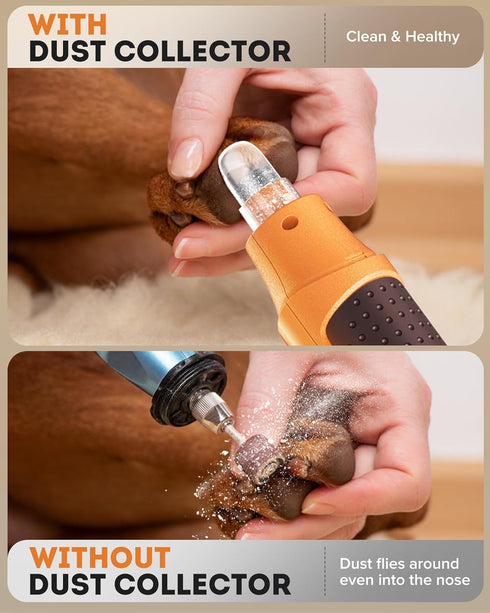7-Speed Trimmer Dog Nail Grinder with LED Light Ultra Quiet Electric Pet Nail for Large Dogs & Cats Professional