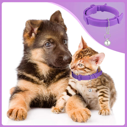 4 Pieces Adjustable Cat Calming Collars with 4 Bells, Reducing Anxiety for Small, Medium, and Large Cats (15 Inches)