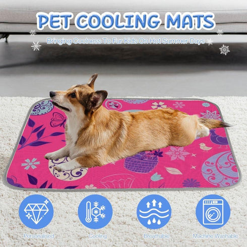 imiBBWQu Summer 27" 22" Cooling Pad Easter Eggs Water Cooler Mat Washable Forever Cool Pad Cooling Dogbed Square Dog