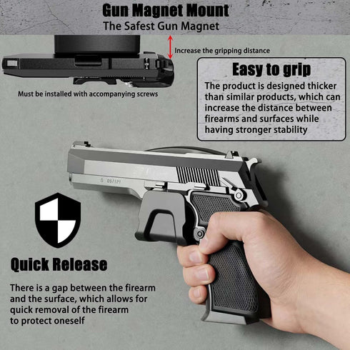 30lb Magnetic Gun Mount for Truck Car, Gun Holster for Pistol, Rating Gun Magnet Mount for Truck Car Vehicle Desk Safe