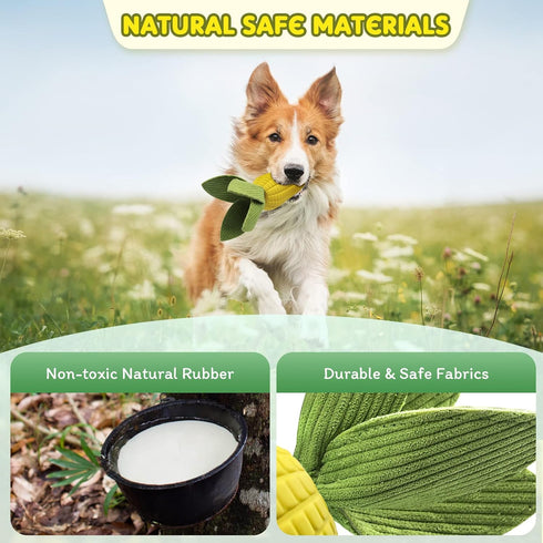 Dog Squeaky Toys for Aggressive Chewers - Indestructible Tough Chew Toys for Small, Medium, and Large Dogs, Natural