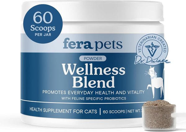 Fera Pets Wellness Blend - Cat Health Supplement with Feline-Specific Probiotics, Taurine