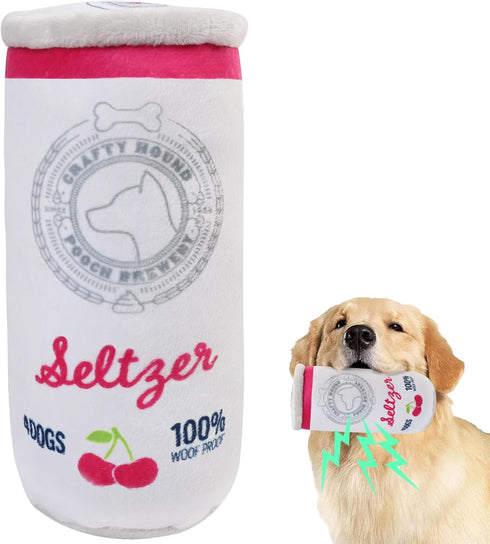 PrimePets Beer Dog Toy, Plush Squeaky Toy for Small Medium Large Dogs, Funny Gift