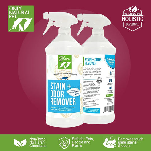 32Floz Only Natural Pet Enzyme Powered Stain & Odor Eliminator - Professional Pet Urine Pee Cleaner Deodorizer for Cats