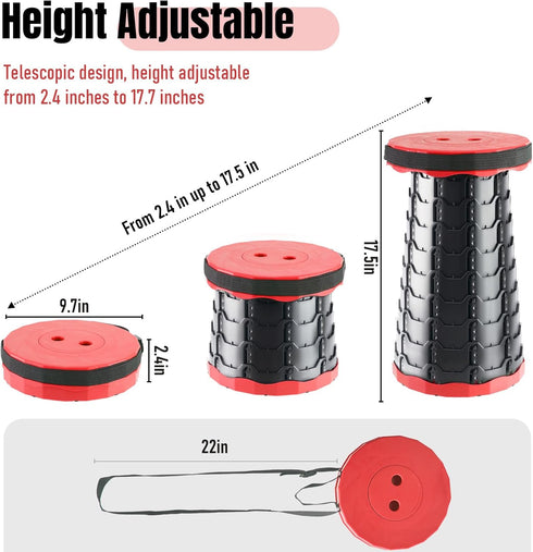 1pack) Doseno Upgraded Foldable Stool Thickened, Portable Collapsible Stool Retractable Stool for Fishing, Hiking