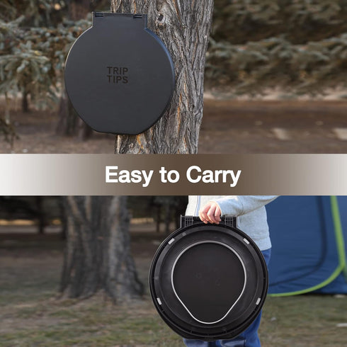 270Rotatable 5 TRIPTIPS Bucket Toilet Seat with Soft Cushion, Lid,XL Portable, Luggable Loo Camping Toilet Seat