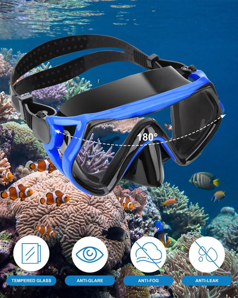 Set, Set Swimming Packages Snorkeling Gear for Adults, Dry Snorkel Mask Scuba Diving Snorkle mask Adult, Panoramic Wide
