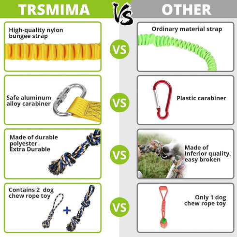 2 Dog Hanging Bungee Tug Toy: Interactive Tether Tug-of-War for Pitbull Small to Large Dogs to Exercise and Fun Solo