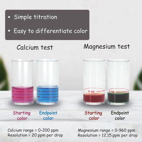 Monitor Calcium/Magnesium Low Salinity Test Kit, 120 Tests for Aquarium Water Quality