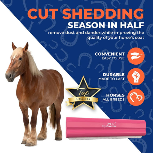 Deshedding Brush for Horses and Large Pets, 8-Inch, Pink, Professional Grooming Tool