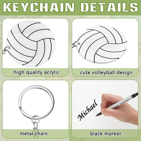 Taiyin Volleyball Acrylic Keychain Bulk for Sports, Volleyball Gift Party Bag Stickers Reward with 1 Black Marker.
