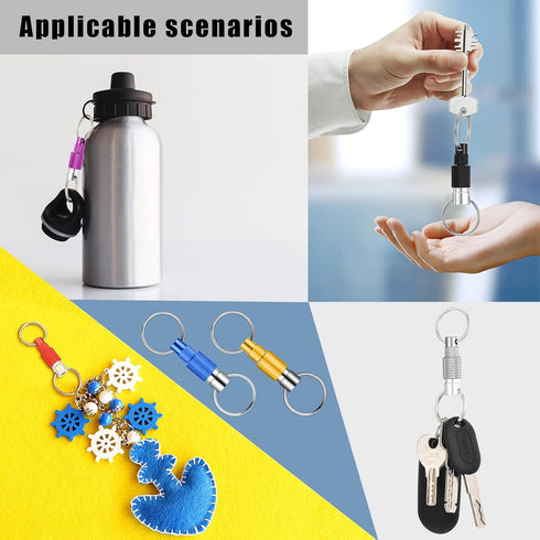 Funrous 10 Packs Detachable Keychain, Quick Release Pull Apart Key Ring with 2 Split Rings for Bag Purse