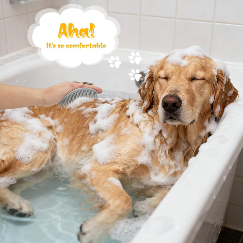 Generic 4Pcs Set 360 Dog Bath Brush Non-Slip Shampoo Brush Anti-Slip Adjustable Massage Scrubber Silicone Bristles
