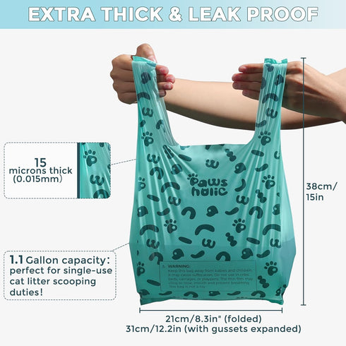 Doggy(180 Count 1.1 Cat Litter Disposal Bags and Dog Poop Bags with Handle,Cornstarch Based Extra Thick and Guaranteed