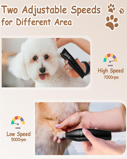Cussity 4 1 Trimmer in Dog Clippers, USB-C Rechargeable Dog Grooming Clipper Kit Nail Ginder with Two Speeds, Cordless