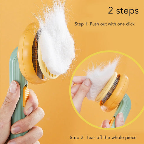 Pet Grooming Brush - Portable Self Cleaning Slicker Brush for Indoor Cats, Dog Brush for Shedding Short and Long Haired