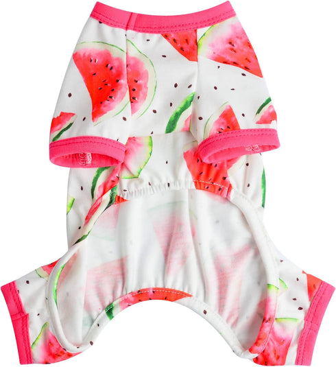 Dog Pajamas for Small Dogs - Summer Pet Onesies for Chihuahua Yorkie Teacup, Cute Soft Material (X-Small, Watermelon)