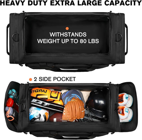 130L Goloni Heavy Duty Large Duffle Equipment Bag,Catchers Gear Bag with Shoe Compartment,Baseball Duffle Bag