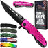 Spring Assisted Pink Pocket Knife for Women - Cute Self Defense Knife - Hot Pink Folding Knife - Mothers Day Gift