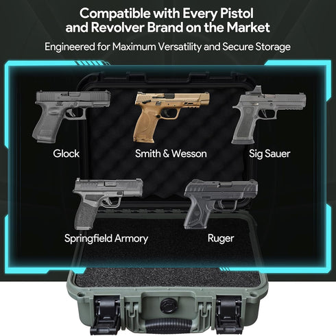 Turokacase 2 9mm Pistol Case for Handguns TSA Approved Hard Shell Gun Case with Triple-Layer DIY Customizable Foam
