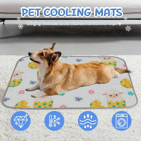 imiBBWQu Summer 27" 22" Dog Cooling Mat Cute Easter Eggs Sheep Dog Mat Bed Washable Cat Cooling Pad Bed for Dogs Car