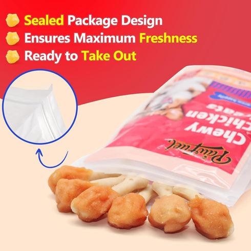 Pack 10.58 Dog Treats Chicken-Wrapped Calcium Bone Chew, Rich in Taurine, Suitable for Small, Medium, Large Dogs. Clean