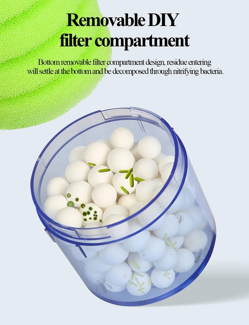UPETTOOLS Aquarium Biochemical Sponge Filter - Ultra Quiet Air Pump with 2 Sponges & Bio Ceramic Media Balls