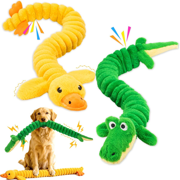 LECHONG 2-Pack 40 Extra-Long Squeaky Dog Toys for Large Dogs, Soft Chew