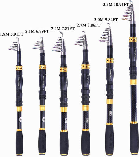Sougayilang Telescopic Fishing Rod - Ultralight 24 Ton Carbon Fiber Fishing Pole with CNC Reel Seat & Stainless Steel