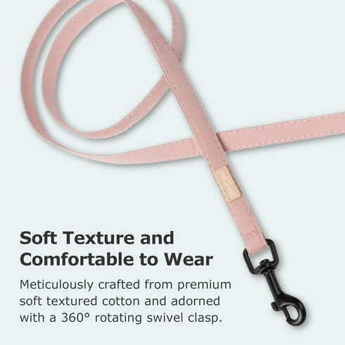 FuzzYard Life Dog Lead, Size L, Stylish Premium Cotton Design in Soft Blush for Everyday Walking