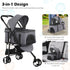 3-in-1 3 Dog Stroller Pet Stroller Folding Cat Strollers for Small/Medium Dogs with Detachable Carrier, Wheels Puppy
