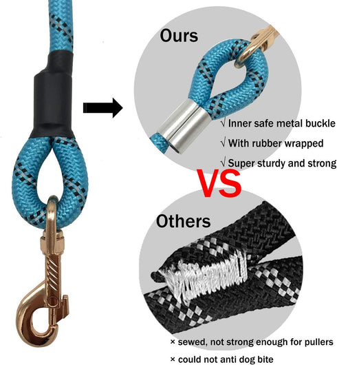 Reflective Nylon Dog Rope Lead, Strong Training Leash with Soft Handle, 5-20 FT Long Green (Dia:0.5" 8FT)