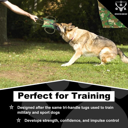 Operation Good Boy Bite Pillow Tug Toy for Dogs - Tri-Handle Design Used by Military Trainers - Reinforced Polyester