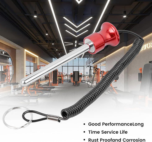 Universal Magnetic Weight Stack Pin with Pull Rope, Heavy Duty Pin Insert for Home or Commercial Gym Accessories (Red)