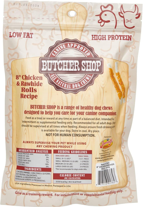 Butcher Shop Chicken and Rawhide Rolls Dog Treats, 2 Pack - 20 Rolls for Dogs