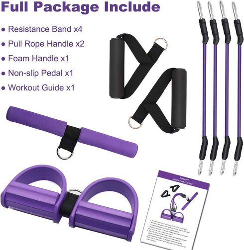 Pedal Resistance Band, 4-Tube Elastic Pull Rope for Sit-ups, Yoga Strap, Bodybuilding Expander, Fitness Equipment.