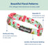 Blueberry Pet Dog Collar - Turquoise Floral Rose Print, Adjustable Small Dog Collar for Neck 12-16"