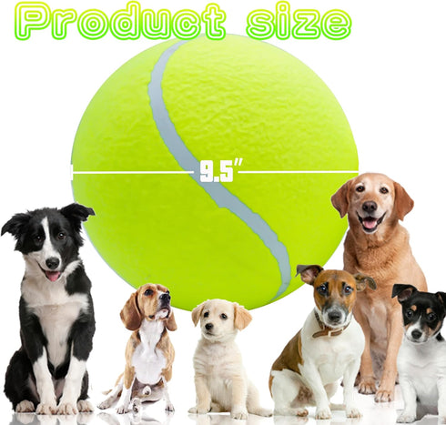 Giant 9.5" Dog Tennis Ball, 2 Pack Oversize Interactive Puzzle Toy with 1*Ball Pump + 1*Needle for Small, Medium, Large