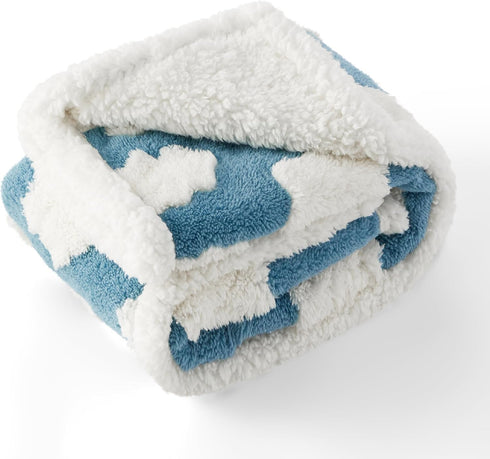 Lesure Waterproof Puppy Blanket, Washable Double Sided Dog Blanket with Warm Jacquard Shag and Soft Sherpa Fleece, Pet
