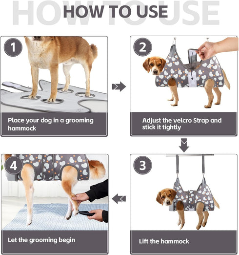 Hammock Trimming, Hammock ATESON Dog Grooming for Small Dogs Cat, Dog Grooming Harness for Nail Pet Grooming Sling
