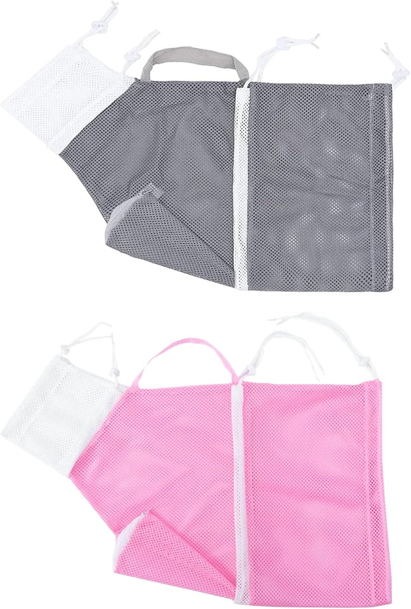 2Pcs Cat Bathing Bag, Adjustable Cat Grooming Restraint Bag for Bathing (Gray & Pink)