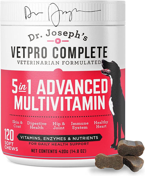 VetPro Dog Vitamins and Supplement Soft Chews with Probiotics, 120 Count, 5 in 1 Chewable Multivitamin