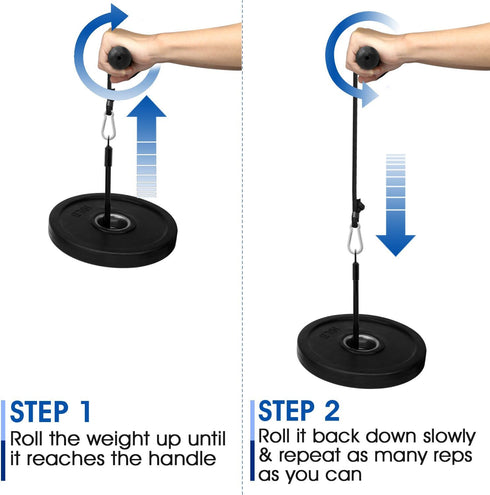 Yes4All Wrist and Forearm Blaster - Wrist Roller & Forearm Roller for Training, Fits 1-inch Standard & 2-inch Olympic